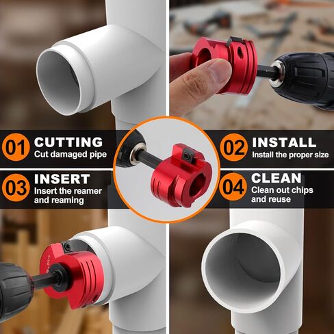 طقم مخرطة أنابيب PVC مزدوجة الشفرة (1/2 بوصة إلى 4 بوصة) 8 قطع في مثاقب قياسية 1/2 بوصة - تناسب محور Sch.40 CPVC ABS in Kuwait