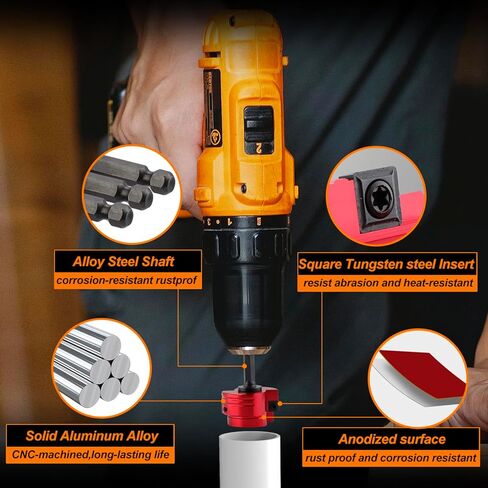 طقم مخرطة أنابيب PVC مزدوجة الشفرة (1/2 بوصة إلى 4 بوصة) 8 قطع في مثاقب قياسية 1/2 بوصة - تناسب محور Sch.40 CPVC ABS in Kuwait