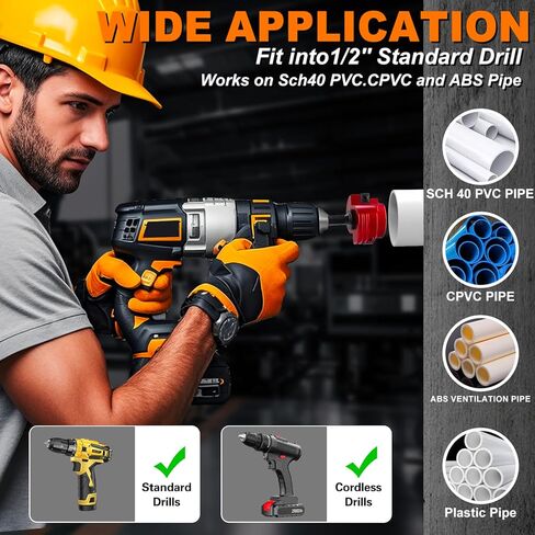 طقم مخرطة أنابيب PVC مزدوجة الشفرة (1/2 بوصة إلى 4 بوصة) 8 قطع في مثاقب قياسية 1/2 بوصة - تناسب محور Sch.40 CPVC ABS in Kuwait