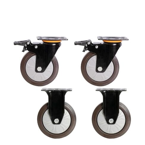(Pack of 4) 5 Inch Casters Heavy Duty Wheel Swivel Flat Rubber Cart Silent Directional Brake(A) in Saudi Arabia
