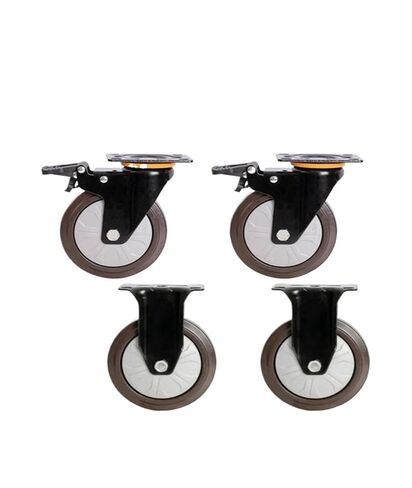 (Pack of 4) 5 Inch Casters Heavy Duty Wheel Swivel Flat Rubber Cart Silent Directional Brake(A) in Saudi Arabia