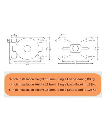 (Pack of 4) 5 Inch Casters Heavy Duty Wheel Swivel Flat Rubber Cart Silent Directional Brake(A) in Saudi Arabia