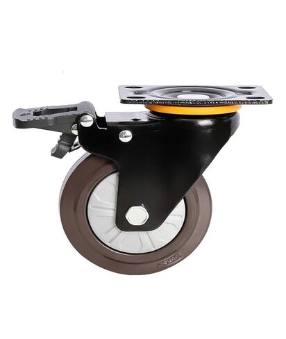 (Pack of 4) 5 Inch Casters Heavy Duty Wheel Swivel Flat Rubber Cart Silent Directional Brake(A) in Saudi Arabia