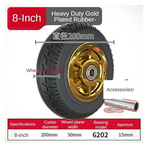 1 piece 8 inch Caster Heavy Duty Silent Wheel Edge Rubber Single Flat Drive Push in Saudi Arabia