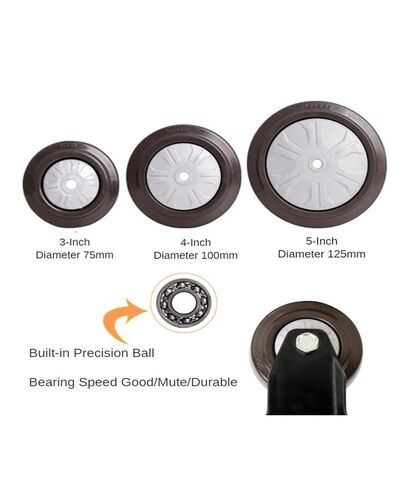 (Pack of 4) 5 Inch Casters Heavy Duty Wheel Swivel Flat Rubber Cart Silent Directional Brake(A) in Saudi Arabia