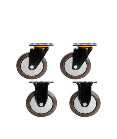 (Pack of 4) 5 Inch Casters Heavy Duty Wheel Swivel Flat Rubber Cart Silent Directional Brake(A) in Saudi Arabia