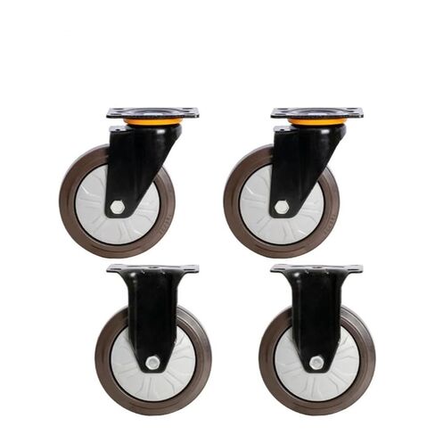 (Pack of 4) 5 Inch Casters Heavy Duty Wheel Swivel Flat Rubber Cart Silent Directional Brake(A) in Saudi Arabia