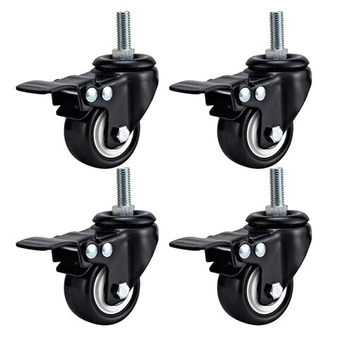 4 PCS Heavy Duty Service Storage Wheels Casters Office Chair Black Brake Roller Seat Furniture Transport Trolley Wheels(2 Swivel 2 Brake) in Saudi Arabia