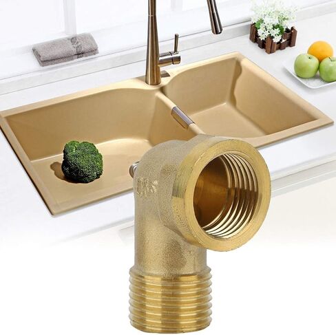 تركيبات مواسير كوع نحاسية أنثى، G1 / 2 "، 5 قطع، متينة ومضادة للمواد - سهلة التركيب، تصميم مضغوط، مثالية لسباكة الحمام والمطبخ (ب، سلك نحاسي داخلي وخارجي in Kuwait