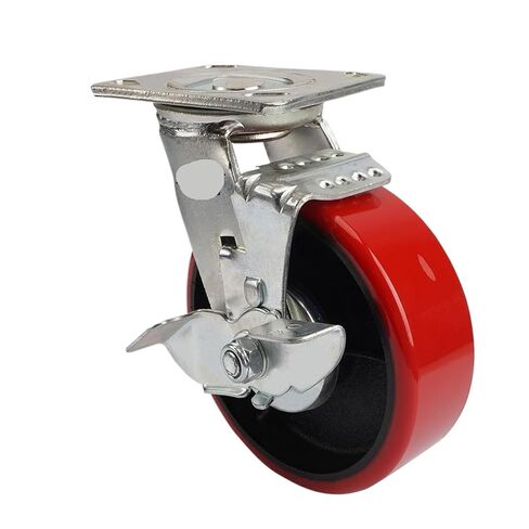 1 piece 6-inch cast Iron Polyurethane (pu) Double Bearing Brake Heavy-Duty Caster/Warehouse handling Turnover Trolley Wheel(Universal Wheel) in Saudi Arabia