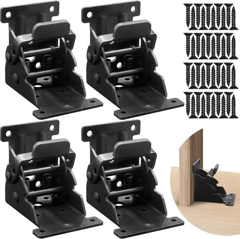 Folding Brackets 4 Packs Heavy Duty Self-Locking Hinge Table Legs Bracket Kit with 40 Screws for DIY Foldable Table, Workbench, Desk, Furniture (4) in Saudi Arabia