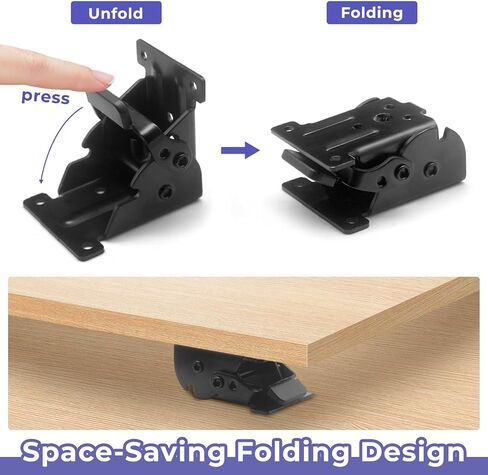 Folding Brackets 4 Packs Heavy Duty Self-Locking Hinge Table Legs Bracket Kit with 40 Screws for DIY Foldable Table, Workbench, Desk, Furniture (4) in Saudi Arabia