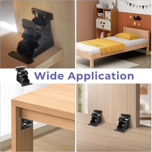 Folding Brackets 4 Packs Heavy Duty Self-Locking Hinge Table Legs Bracket Kit with 40 Screws for DIY Foldable Table, Workbench, Desk, Furniture (4) in Saudi Arabia