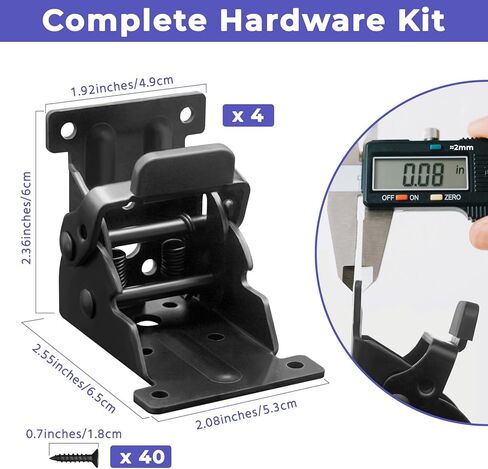 Folding Brackets 4 Packs Heavy Duty Self-Locking Hinge Table Legs Bracket Kit with 40 Screws for DIY Foldable Table, Workbench, Desk, Furniture (4) in Saudi Arabia