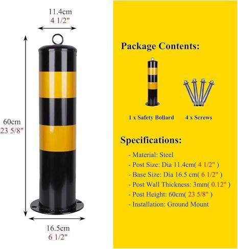 Flexible Safety Bollard,Traffic cones, Bollard Covers Permanent Universal Post with Mount Holes & Bolts Construction Sites Driveway Parking(Thk3mm(0.12"),H60cm(23 5/8")) in Saudi Arabia