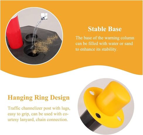 Flexible Safety Bollard,Traffic cones, Fillable Traffic Channelizer Post Round Caution Cones with Detachable & Stable Base Visibility Parking(Red,H62cm(24 3/8")) in Saudi Arabia