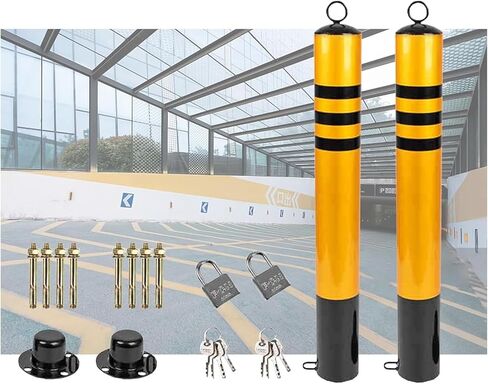Flexible Safety Bollard,Traffic cones, Removable Parking Barriers for Garage Lockable Guardrails Security Bollard Post Barrier(H55xW7.6cm(21.7x3")) in Saudi Arabia