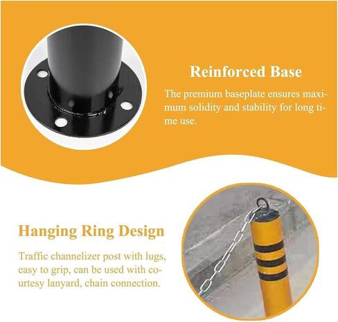 Flexible Safety Bollard,Traffic cones, Removable Parking Barriers for Garage Lockable Guardrails Security Bollard Post Barrier(H55xW7.6cm(21.7x3")) in Saudi Arabia