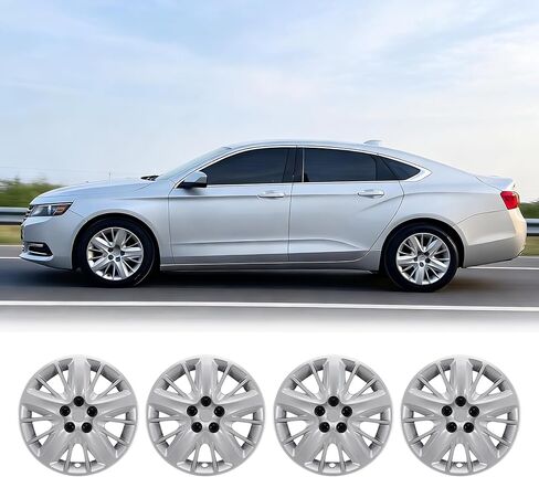 أغطية عجلات Hubcap مقاس 18 بوصة مناسبة لسيارة Chevy Impala 2014-2020، أغطية إطارات العجلات R18 Hub تغطي مسمار Chevy Impala 14-20، مجموعة من 4، مادة PP، (18 بوصة، طلاء فضي) in Saudi Arabia