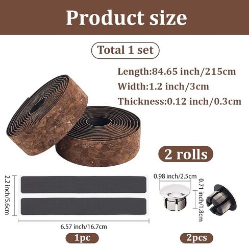GORGECRAFT 2 Rolls 4.7 Yards Brown Bicycle Handlebar Tape EVA Foam Soft Vintage Cork Shock Absorbent Road Bike Handle Bar Wrap Tape with 2Pcs Plugs and Sticker for Cycling Bicycles Indoor Spin Bikes in Saudi Arabia