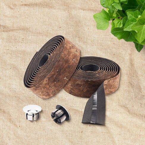 GORGECRAFT 2 Rolls 4.7 Yards Brown Bicycle Handlebar Tape EVA Foam Soft Vintage Cork Shock Absorbent Road Bike Handle Bar Wrap Tape with 2Pcs Plugs and Sticker for Cycling Bicycles Indoor Spin Bikes in Saudi Arabia