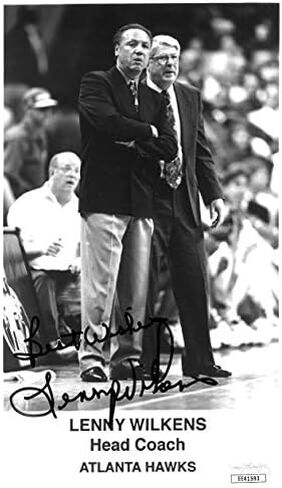 Athlon Sports CTBL-024344 Lenny Wilkens موقعة على Atlanta Hawks مقاس 4.75 × 8 بوصة. صورة B&W أطيب التمنيات - صورة ثلاثية الأبعاد JSA رقم EE41593 in Kuwait