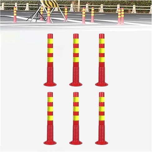 Flexible Safety Bollard,Traffic cones, 30" Commercial Parking Lot Barrier Posts Red Foldable Bollard Covers High Visibility at Night(6pcs,H75cmxW8cm(29 1/2x3 1/8")) in Saudi Arabia