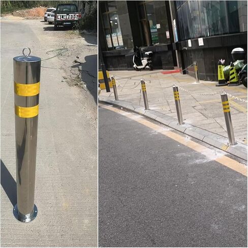Flexible Safety Bollard,Traffic cones, Heavy Duty Safety Bollard Lockable Stainless Steel Blocking Bollards with Thicken Base Security Posts(W15.9cm x H60cm(6 1/4" x 23 5/8")) in Saudi Arabia