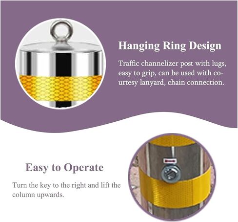 Flexible Safety Bollard,Traffic cones, Heavy Duty Safety Bollard Lockable Stainless Steel Blocking Bollards with Thicken Base Security Posts(W15.9cm x H60cm(6 1/4" x 23 5/8")) in Saudi Arabia