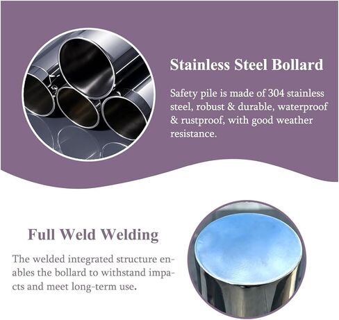 Flexible Safety Bollard,Traffic cones, Heavy Duty Safety Bollard Lockable Stainless Steel Blocking Bollards with Thicken Base Security Posts(W15.9cm x H60cm(6 1/4" x 23 5/8")) in Saudi Arabia