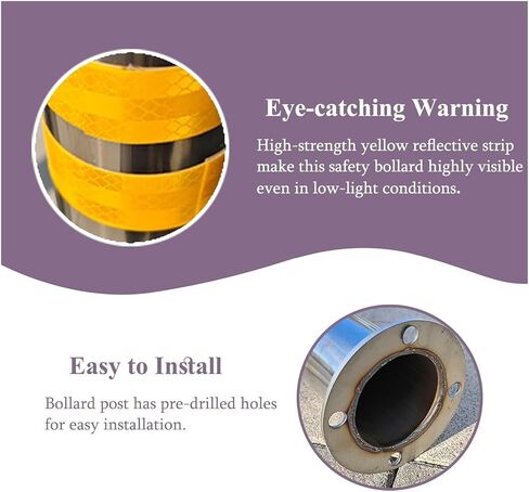 Flexible Safety Bollard,Traffic cones, Heavy Duty Safety Bollard Lockable Stainless Steel Blocking Bollards with Thicken Base Security Posts(W15.9cm x H60cm(6 1/4" x 23 5/8")) in Saudi Arabia