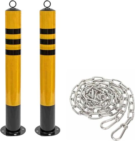 Flexible Safety Bollard,Traffic cones, Parking Bollard Post Security Posts with Chain Cover for Traffic Channelizer(2pcs,H60xW7.6cm(23.6x3")) in Saudi Arabia