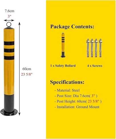 Flexible Safety Bollard,Traffic cones, Parking Bollard Post Security Posts with Chain Cover for Traffic Channelizer(2pcs,H60xW7.6cm(23.6x3")) in Saudi Arabia