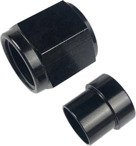 6 AN Tube Nut and 3/8 ID Sleeve For 3/8" OD Tube Hose Line Fitting Adapter Aluminum Tubing Nuts Black Anodized in Saudi Arabia