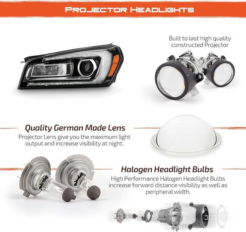 AKKON - Fits 2013-2016 GMC Acadia 2017 Limited [Halogen Model Only] Projector Black Headlight Driver Left Replacement w/ [LED Tube] Parking in Saudi Arabia