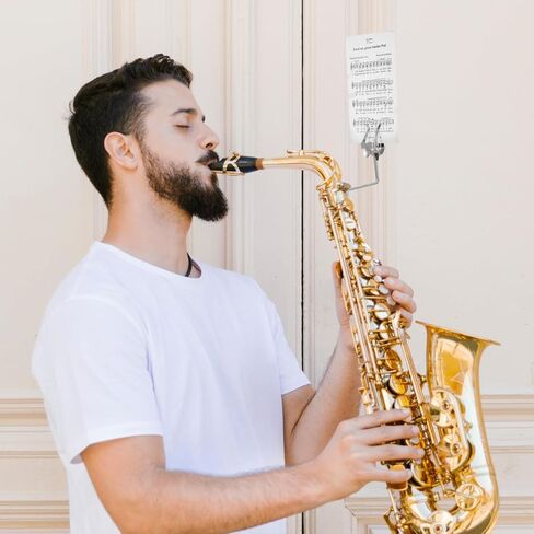 Vaguelly Saxophone Score Folder Sliver Iron Music Sheet Holder Portable Stand for Alto Tenor Saxophone for Practicing Beginners Marching Band in Saudi Arabia
