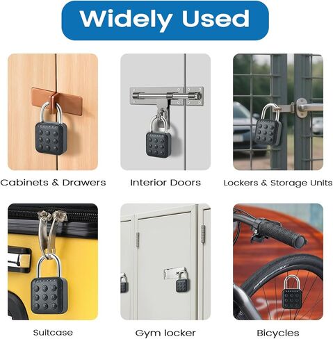 قفل ذكي مع التحكم في تطبيق Tuya، قفل بلوتوث برمز رقمي مكون من 6 أرقام للخزانة، قفل أمان عالي التحمل IP67 مقاوم للماء للبوابة الخارجية/السقيفة/السياج/الخزانة، أسود in Kuwait