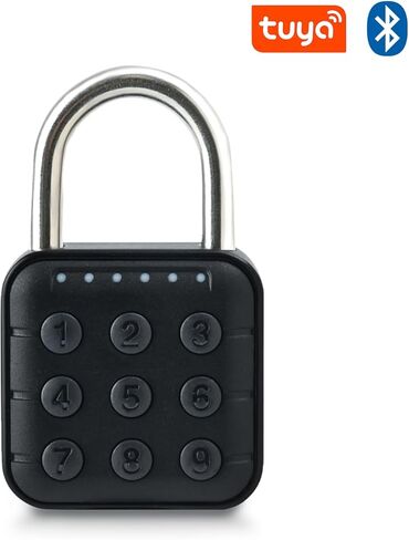 قفل ذكي مع التحكم في تطبيق Tuya، قفل بلوتوث برمز رقمي مكون من 6 أرقام للخزانة، قفل أمان عالي التحمل IP67 مقاوم للماء للبوابة الخارجية/السقيفة/السياج/الخزانة، أسود in Kuwait