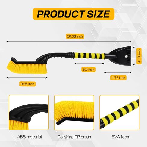 26" Snow Brush & Ice Scraper for Car Windshield Window, 2-in-1 Detachable Snow Removal Scraper, Scratch Free Snow Removal Tool with Ergonomic Foam Grip, Winter Car Accessories (Red) in Saudi Arabia