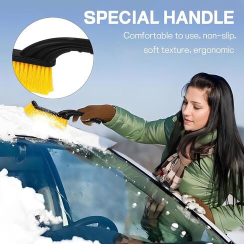 26" Snow Brush & Ice Scraper for Car Windshield Window, 2-in-1 Detachable Snow Removal Scraper, Scratch Free Snow Removal Tool with Ergonomic Foam Grip, Winter Car Accessories (Red) in Saudi Arabia