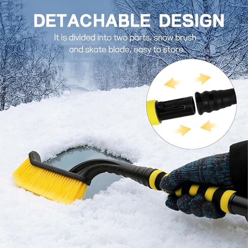 26" Snow Brush & Ice Scraper for Car Windshield Window, 2-in-1 Detachable Snow Removal Scraper, Scratch Free Snow Removal Tool with Ergonomic Foam Grip, Winter Car Accessories (Red) in Saudi Arabia
