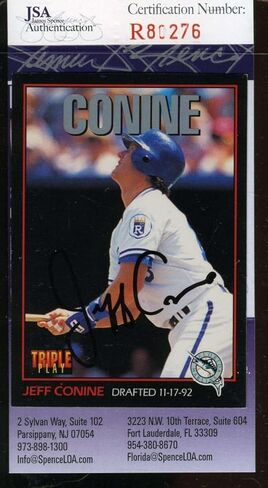 Jeff Conine 1993 Leaf Jsa Coa Hand Signed Authentic Autographed - MLB Autographed Baseball Cards in Saudi Arabia