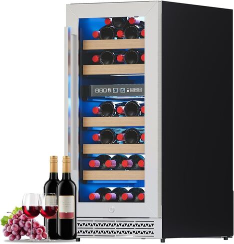 Albott Beverage Bergrigerator-24 في الثلاجة مع باب زجاجي ، ورفوف قابلة للتعديل ولوحة اللمس ، تحت تصميم العداد لبيرة النبيذ ، الاستخدام المدمج أو القائم بذاته ، 34-64 ℉ in Kuwait