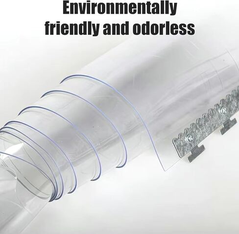 ستارة باب بشريط PVC شفاف - باب ناعم من الفينيل مقاوم للخدش لورش العمل والمستودعات ومناطق الحيوانات الأليفة - درجة تجارية، سهلة التركيب (W90xH260cm/35.43x102.3in) in Kuwait