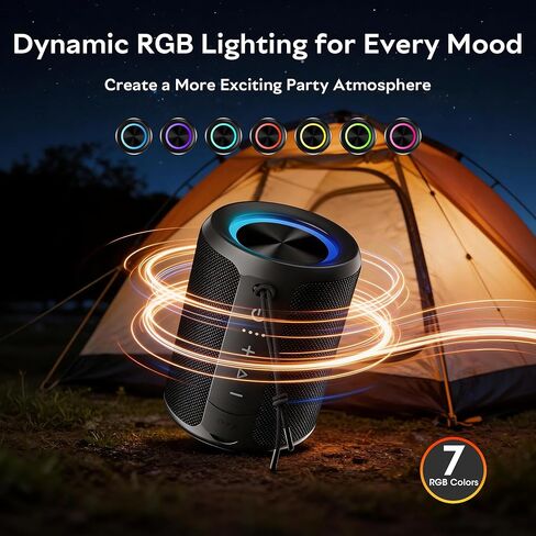 Portable Mini Wireless Bluetooth Speaker - IPX7 Waterproof Dustproof, 15W Loud Bass Stereo, 2600mAh Playtime, BT5.3 & TWS Light, for Outdoor/Shower/Home/Party, Stocking Stuffers in Saudi Arabia