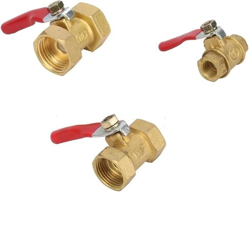 2 Pcs 1/8" 3/8" 1/2" Female Thread Brass Ball Valve Water Oil Gas Fuel Line Shutoff Switch Garden Irrigation Waterstop Valve(Yellow-1/8) in Kuwait