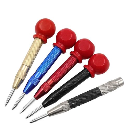 دبوس مركزي تلقائي لكمة زنبركية محملة بثقوب البدء بالضغط على الخشب علامة الحفر لقمة مثقاب أدوات يدوية زجاجية للحفر قطعة واحدة (لكمة حمراء حمراء قطعتان) in Kuwait