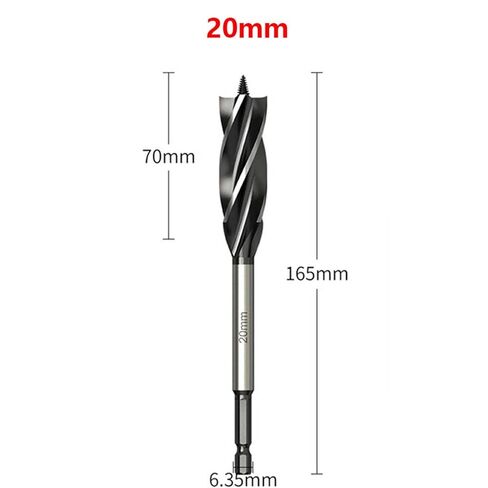 10-35mm Woodworking Twist Drill Bit Set Long Four-Slot 6.35mm Shank Carbide Drill Bit Hole Saw for Door Lock Wood Slotting Tools 1Pcs(20mm) in Saudi Arabia
