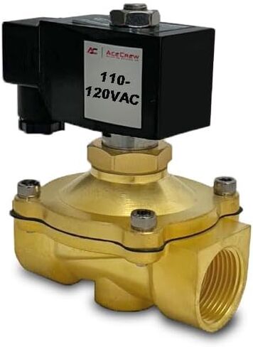 صمام الملف اللولبي النحاسي AceCrew 1 بوصة NPT، 110VAC، 120VAC مغلق عادة - صمام التحكم في التدفق مناسب للغاز والهواء والسوائل in Kuwait