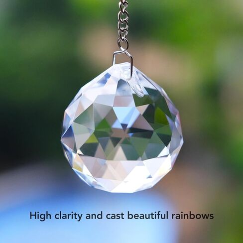 2pcs Crystal Ball Prism Pendant, Crystal Chandelier Lamp with Chain, Window Rainow Maker Ornament, Christmas Tree Decor (Transparent) in Saudi Arabia